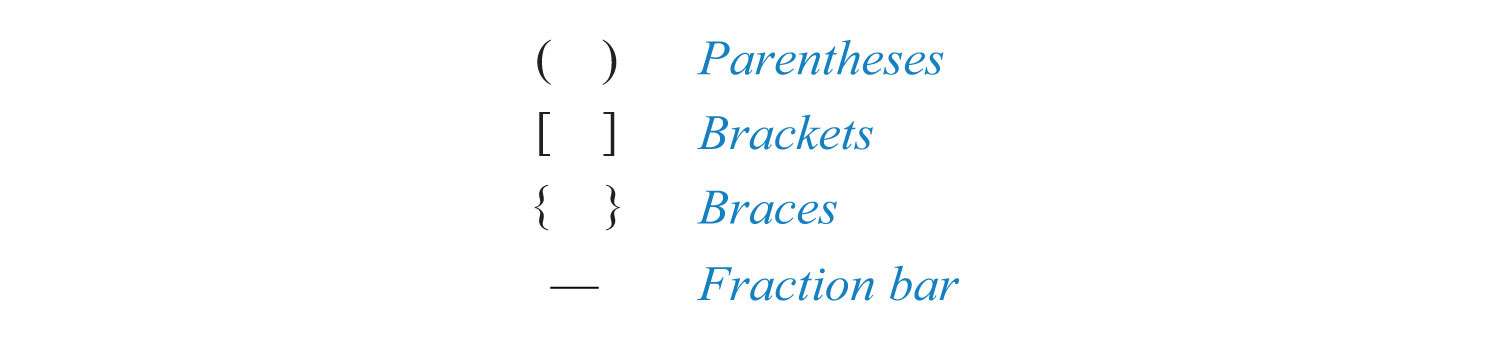 What Are The Grouping Symbols In Algebra