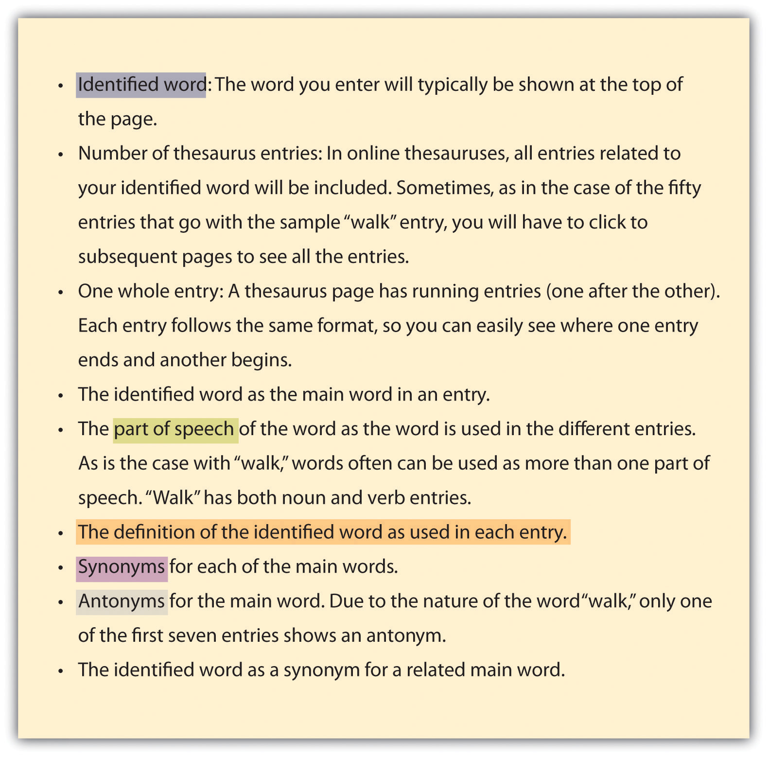 Using the Dictionary and Thesaurus Effectively